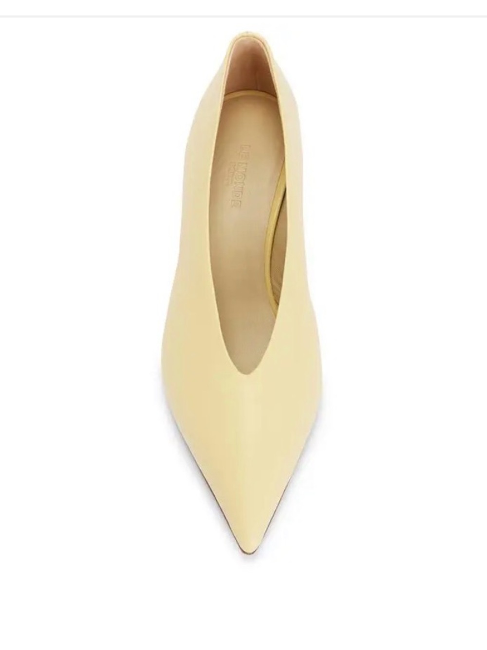 Pointed Leather Pump in Pale Yellow